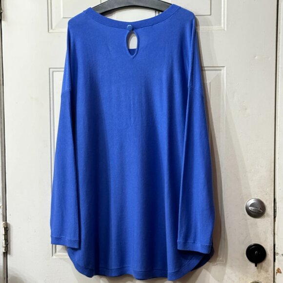 NWT Talbots Sz 3X Women's Sweater Tunic 3/4 Sleeve Blue Berry Cotton/Cashmere - Picture 6 of 12